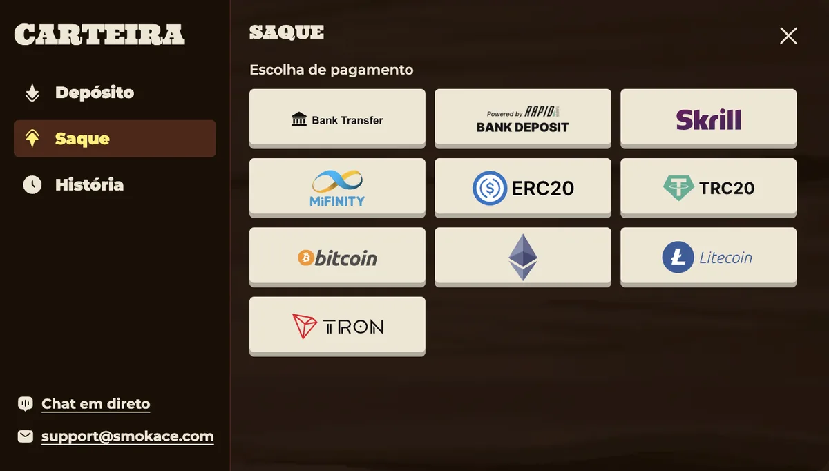 SmokAce withdrawal methods