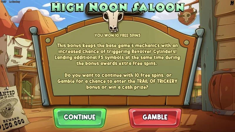 Le Cowboy bonus choice: continue or gamble